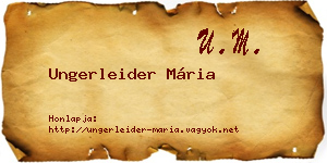 Ungerleider Mária névjegykártya